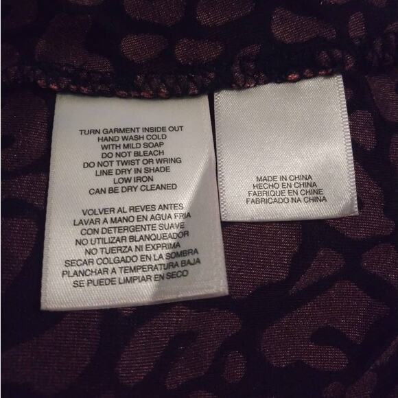 Rachel Roy Pink & Black Animal Pint Burn Out Mock Neck Long Sleeve Top Sz Medium - Picture 6 of 7